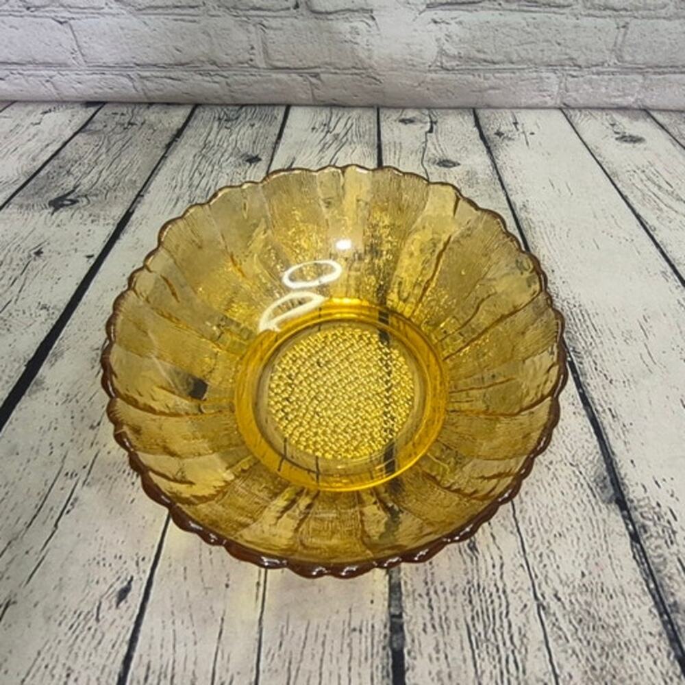 Vintage Anchor Hocking Country Estate Salad Bowl Harvest Gold Sunflower Bowl